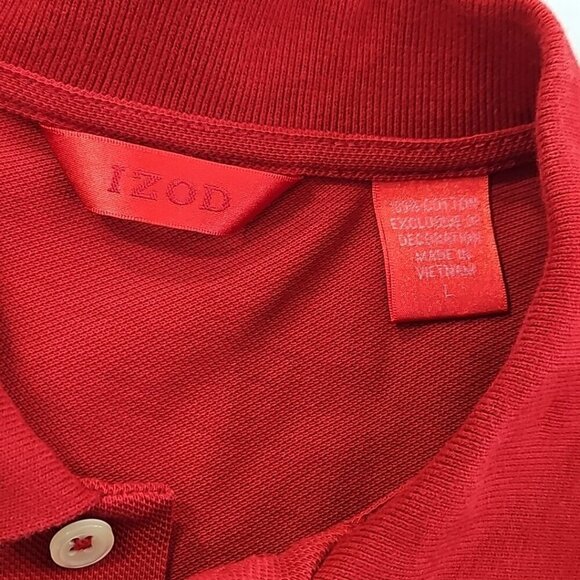 Izod Men's Polo Golf Tennis Shirt Size Large Deep Red Short Sleeve EUC LN - Picture 7 of 13